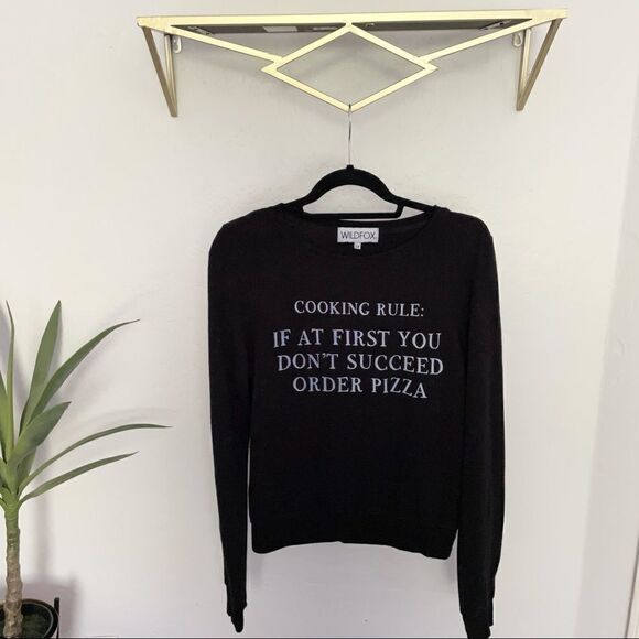 WILDFOX Cooking Rule Order Pizza Black Sweatshirt - Picture 3 of 9